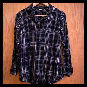 Black Plaid Button down shirt